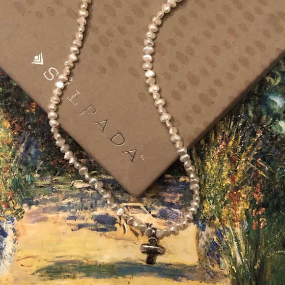 Vintage Silpada Sterling Silver Freshwater Pearl Cross Necklace N2178 - Picture 10 of 15